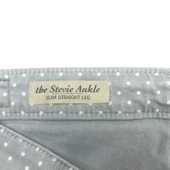 AG Adriano Goldschmied 28R Gray White Polka Dot Slim Straight The Stevie Ankle - Picture 5 of 6
